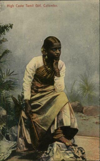 Ceylon (sri Lanka) High Caste Tamil Girl,  Colombo Plate & Co.  Postcard Vintage