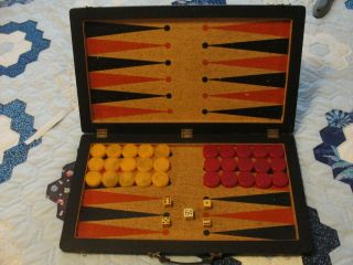 Vintage Bakelite/catalin Backgammon Set Complete With Case