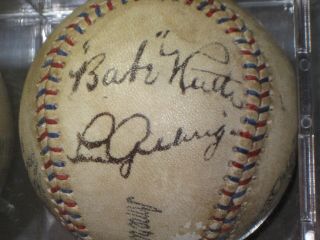 Lou Gehrig/babe Ruth Signed Baseball American League Reach Ball Read Listing