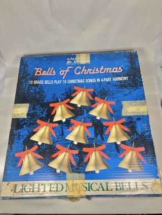 Vintage Mr.  Christmas 10 Brass Bells Of Christmas Lighted Musical Holiday