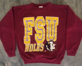 Vintage 1990s Fsu Florida State University Noles Sweatshirt • Large • Tultex