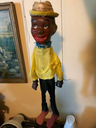 Vintage Antique Marionette String Puppet 15 " Black Americana Toy Rare