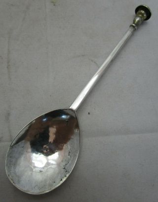 Antique English Provincial Sterling Silver 17th Century Seal Top Spoon,  R,  40g