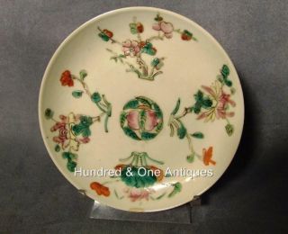 Antique Chinese Famille Rose Hand Painted Porcelain Plate Qing Dynasty 19th C