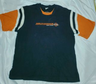 Vintage Harley Davidson Mens T - Shirt Size Large Embroidered Logo Black/orange