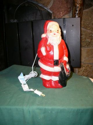 Vintage Empire 1968 Blow Mold 13 " Santa With Toy Bag Christmas Indoor Light Ex,