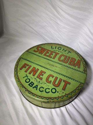 Antique Round Sweet Cuba Fine Cut Tobacco 1 Pound Tin,