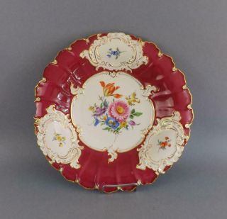 Exquisite Antique Meissen Rococo Raised Relief Gilded Porcelain Bowl.