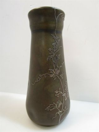 Antique Art Noveau Sterling Silver On Bronze Vase By Heintz