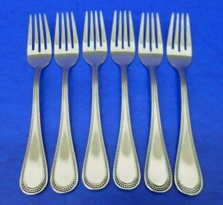 6 - Towle Beaded Antique Stainless 18/8 Germany Flatware 7 1/4 " Salad Forks
