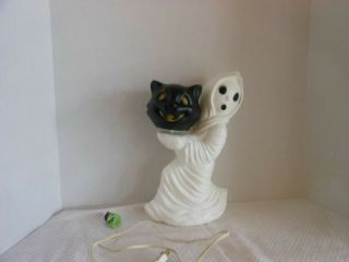 Halloween Vintage Ghost With Cat Plastic Lighted Blow Mold