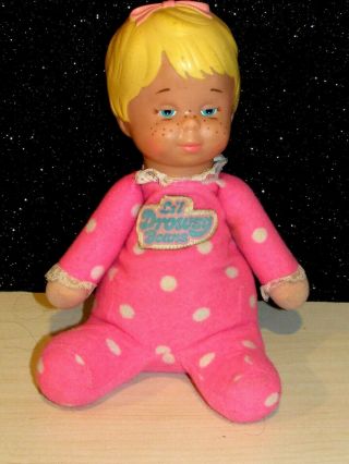 Mattel 1982 82 Vintage Lil Drowsy Beans Doll 10 " Pink Polka Dots Adorable