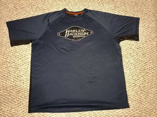 Harley Davidson Polyester T - Shirt Black/blue 3x 27” Chest,  Very Cool,