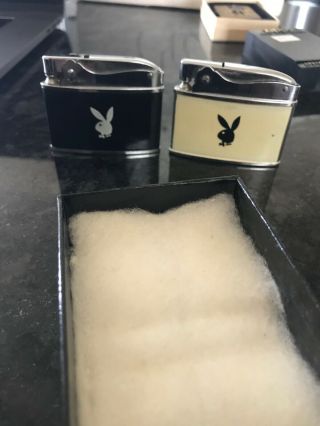 Vintage Playboy Bunny Lighters Black And White With Chrome Made In Japan
