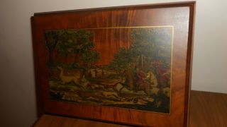 Vintage Decatur Wood Humidor Cigar Box With Victorian Scene