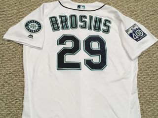 Brosius 29 Size 46 2017 Seattle Mariners Game Jersey White 40th Mlb Holo