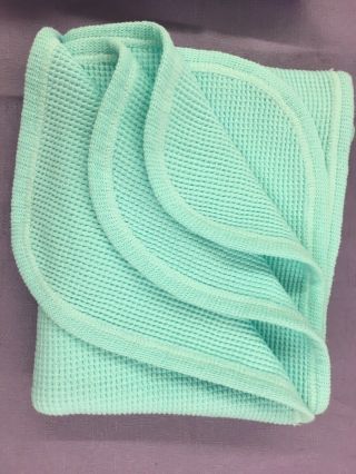 Vintage Baby Morgan Aqua Cotton Thermal Waffle Knit Blanket 30x40