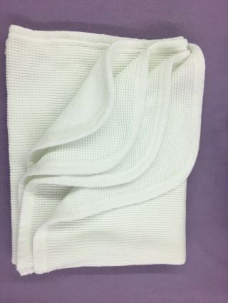 Vintage Baby Morgan White Cotton Thermal Waffle Knit Blanket 30x40