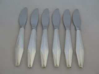 Set Of 6 Reed & Barton Sterling Silver Diamond Butter Spreaders
