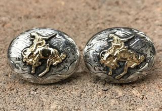 Vintage Vogt Engraved Sterling Silver & 14k Gold Fill Cowboy Men 