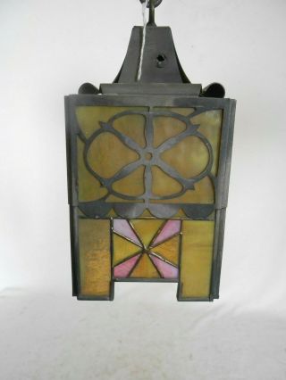 Antique Vintage Mission Arts&crafts Slag Glass Lamp Shade Hanging Shade