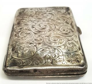Antique Art Nouveau English Sterling Silver Hand Chased Cigarette Card Case 2