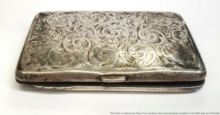 Antique Art Nouveau English Sterling Silver Hand Chased Cigarette Card Case 3