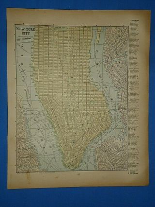 Vintage 1891 York City Map Old Antique Atlas Map 40219