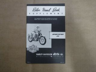 Harley Davidson Rider Hand Book Suplement Spotster Xlch 99467 - 61 1960 Orig 7 - 60