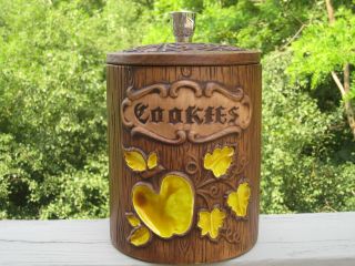 Treasure Craft Usa Ceramic Cookie Jar W/ Lid Harvest Apple Canister Vtg