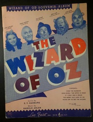 Wizard Of Oz Souvenir Album 1939 Photos Sheet Music Songbook Leo Feist Nyc Vtg