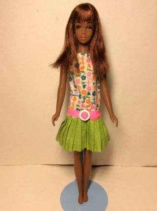 Vintage Barbie Rare Nm First Issue Black Francie In Slightly Summery Pak Dress