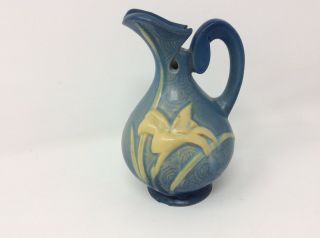 Vintage Roseville Art Pottery Ewer Pitcher Vase 22 - 6 6 1/2 " Zephyr Lily Blue