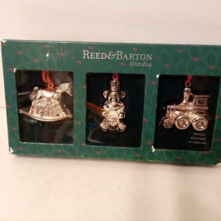 Reed & Barton Vintage Silverplate (3) Christmas Ornament Set Fast