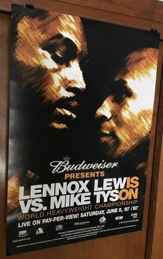 2002 Mike Tyson Vs Lennox Lewis Ppv Boxing Fight Poster 18x27 Memphis,  Tn