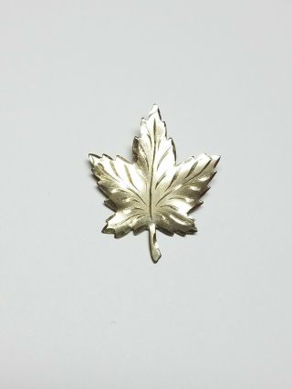 Vintage Signed Coro Sterling Silver Maple Leaf Brooch Pin
