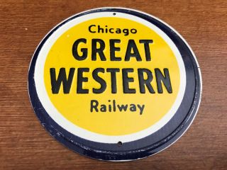Old Chicago Great Western Railway Metal Train Sign Railroad Signs