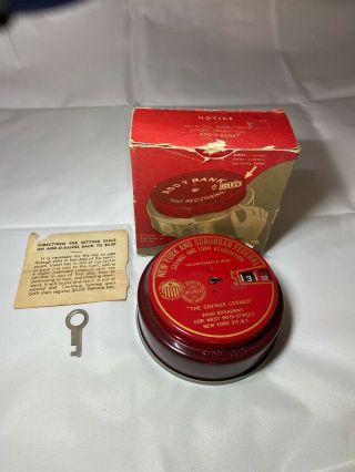 Vintage Red Mechanical Coin Add - O - Bank York SnL w/key 2