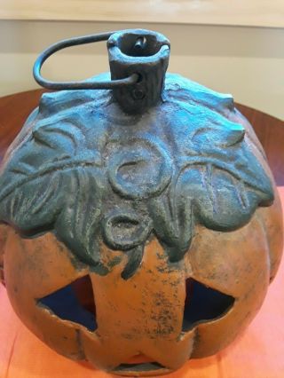 Vintage Cast Iron Heavy Jack - O - Lantern Pumpkin Tea Light Candle Holder Halloween 3