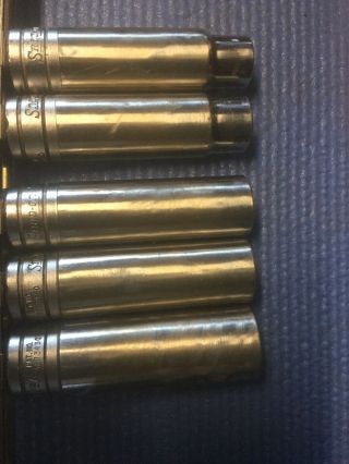 Vintage Snap - On Tools Set Of 5,  Sae 1/2 " Drive Deep 12 - Point Sockets S Series