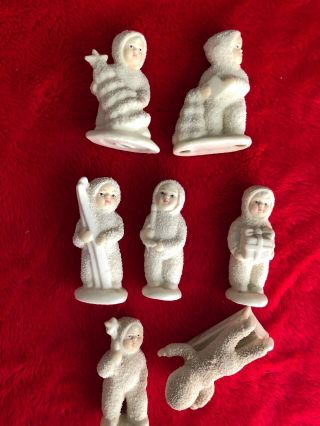 7 Vintage German Snow Babies Christmas Decoration Sled Skis Tree Star Figurine