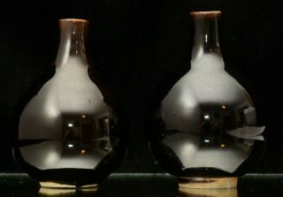 A Stunning Old Chinese Porcelain Mirror Black Vases,  18th Century
