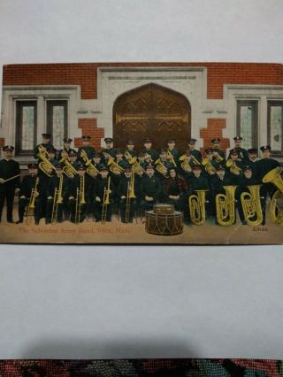 Vintage The Salvation Army Band,  Flint,  Mi Post Card