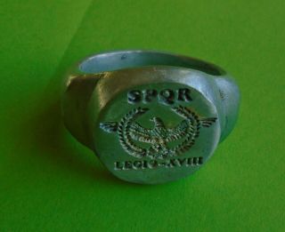 Scarce Ancient Roman Silver Legionary Ring Very Rare,  Spqr