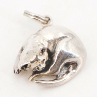Vtg Sterling Silver - Jezlaine Kitty Cat Animal Solid Bracelet Charm - 2g
