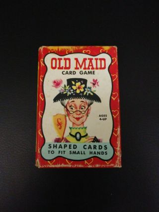 Vintage 1960s Built Rite Old Maid Deck Of Cards Box And Rule Card