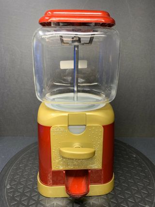 Vintage 1988 Metal Glass Carousel Coin Bank Gumball Candy Machine