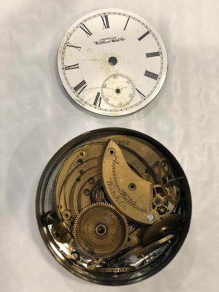 Antique 18 Size 7 Jewel Waltham Pocket Watch Parts