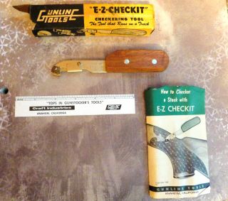 Vintage Gunline E - Z Checkit Checkering Tool Gunsmithing Tool Instructions,  Box