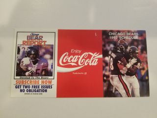 Chicago Bears 1992 Nfl Football Pocket Schedule - Coca Cola